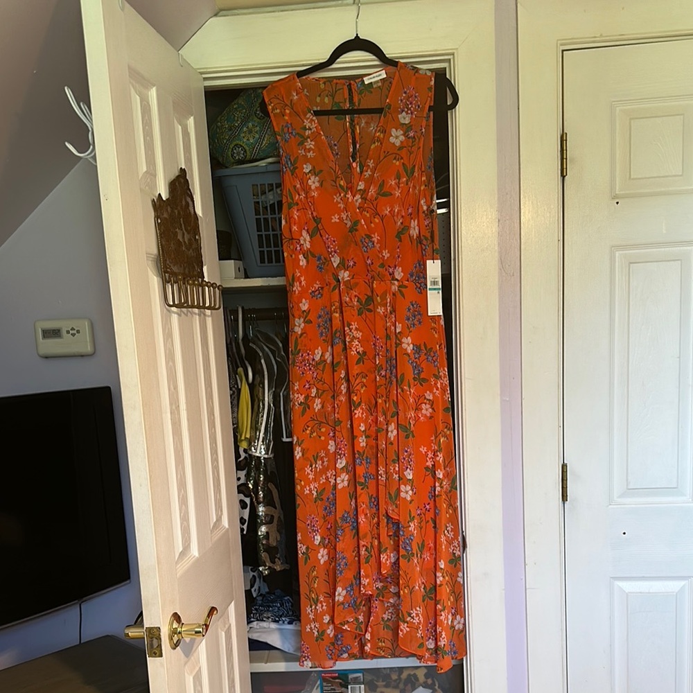 Calvin Klein Orange Sleeveless Maxi Sundress